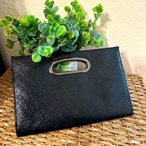 Black clutch with chrome hardware